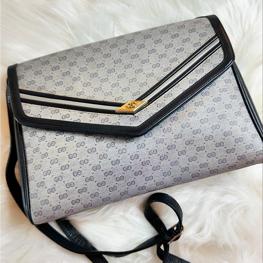 ❌sold❌ Gucci Monogram Crossbody Bag - Gray and Black
